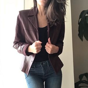 Cache 100% leather maroon jacket!